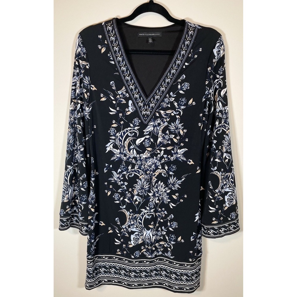 White House‎ Black Market Dress Womens Small Embroidered Floral Cottagecore